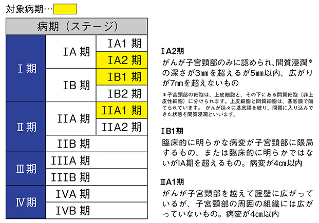 図2 腹腔鏡下広汎子宮全摘術の対象病期